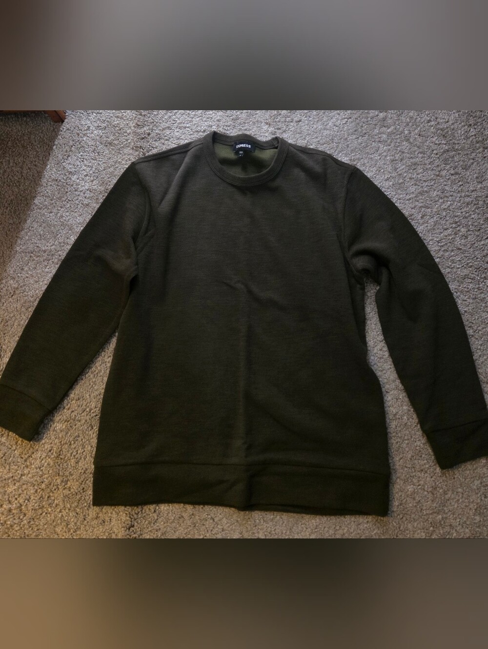 Express Men’s Dark Olive Crewneck Sweater